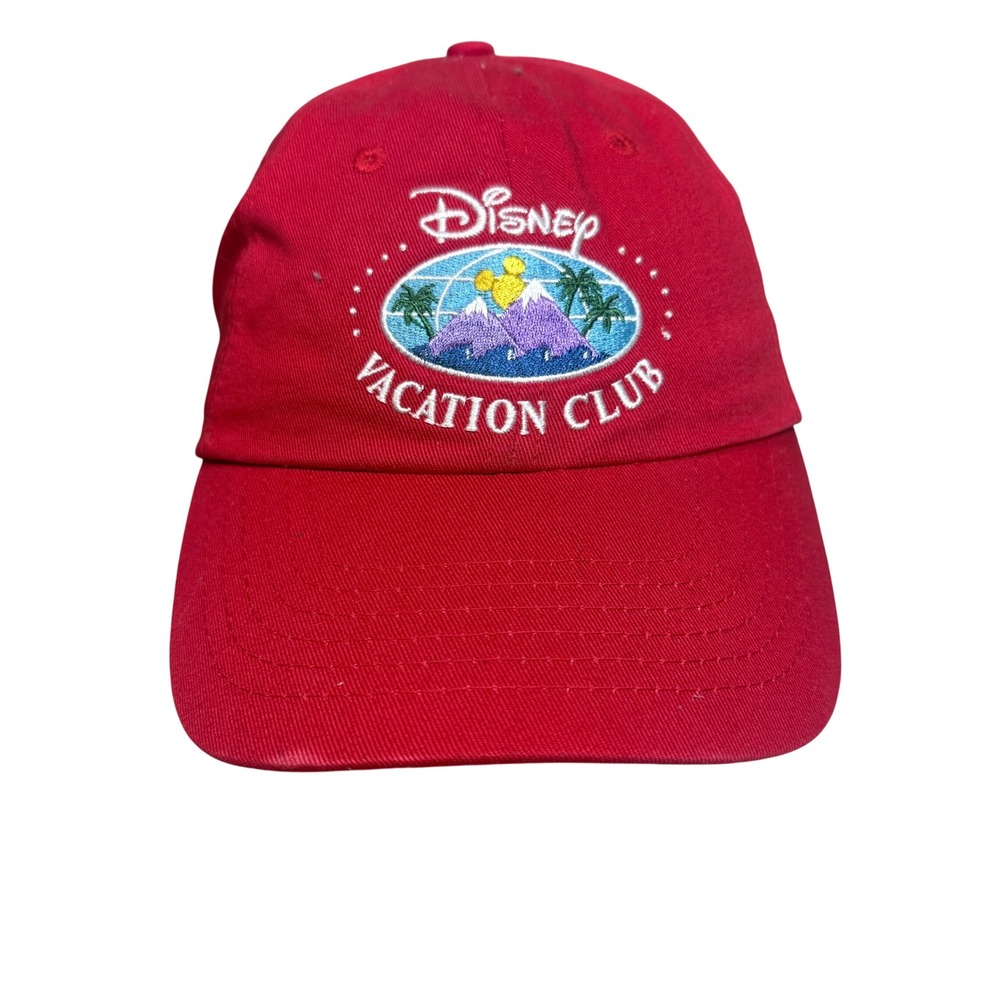 Disney Hat Adult OSFA Red Vacation Club Member Embroidered Strapback Cap